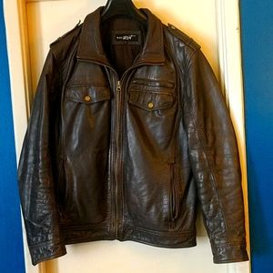 Leather motorcycle style jacket.